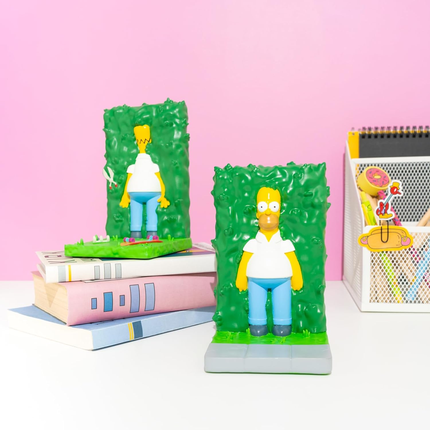 Grupo Erik Fermalibri per Mensole The Simpsons - Ferma Libri per Libreria in Resina Homer con Siepe | Reggilibri Decorativo (11,2 x 16,9 x 11 cm