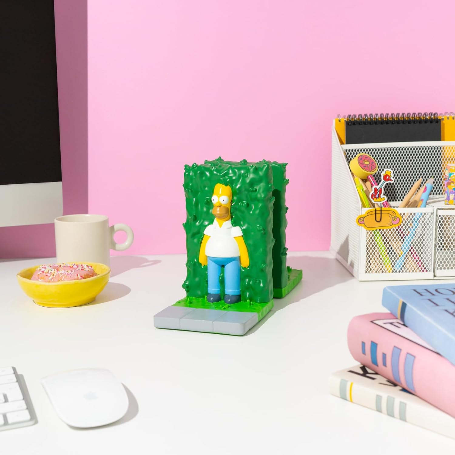 Grupo Erik Fermalibri per Mensole The Simpsons - Ferma Libri per Libreria in Resina Homer con Siepe | Reggilibri Decorativo (11,2 x 16,9 x 11 cm