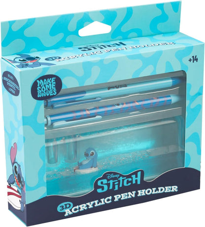 Grupo Erik Portapenne da Scrivania Stitch - Porta Penne Decorativo con Penne e Portamine in Acrilico | Cancelleria Lilo e Stitch Gadget (14,5 x 4,7 x 3,5 cm