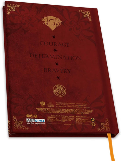 ABYSTYLE HARRY POTTER A5 Gryffindor Notebook - Official Merchandise - 120 Pages - A5 Size - Hardcover - House Crest Design