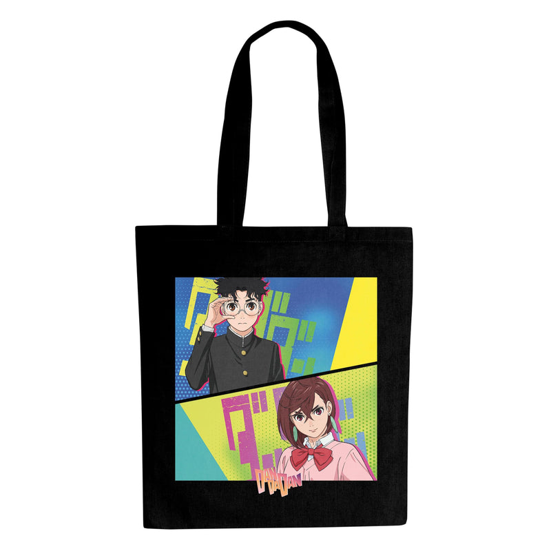 ABYSTYLE - DAN DA DAN Tote Bag Momo & Okarun, Black, Dimensions : 38 x 42 cm
