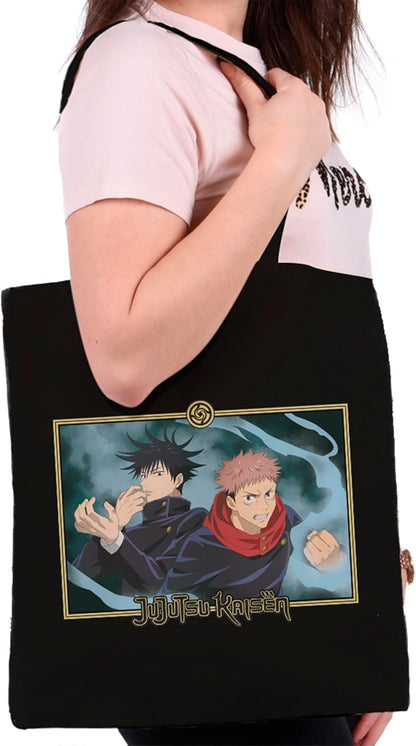 ABYSTYLE – JUJUTSU KAISEN Tote Bag Itadori & Megumi – Official Product – Reusable Cotton Bag – Size 38 x 42 cm