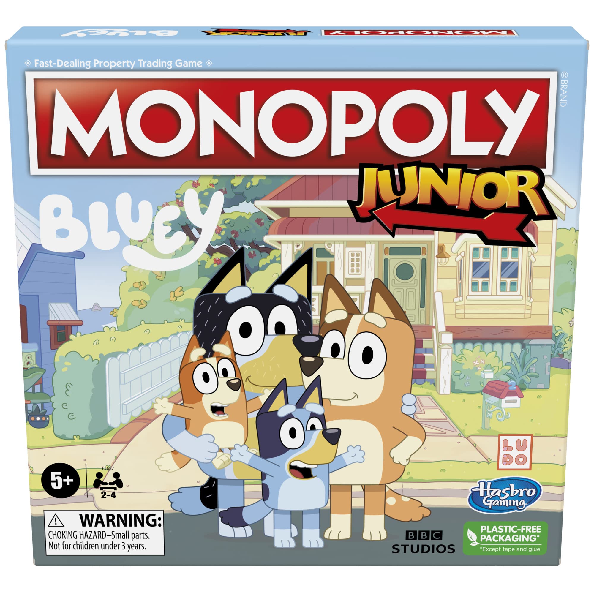 Monopoly Junior: Bluey Edition Board Game for Children Aged 5+, Play as Bluey, Bingo, Mum and Dad, Features Artwork from the Animated Series - English Version