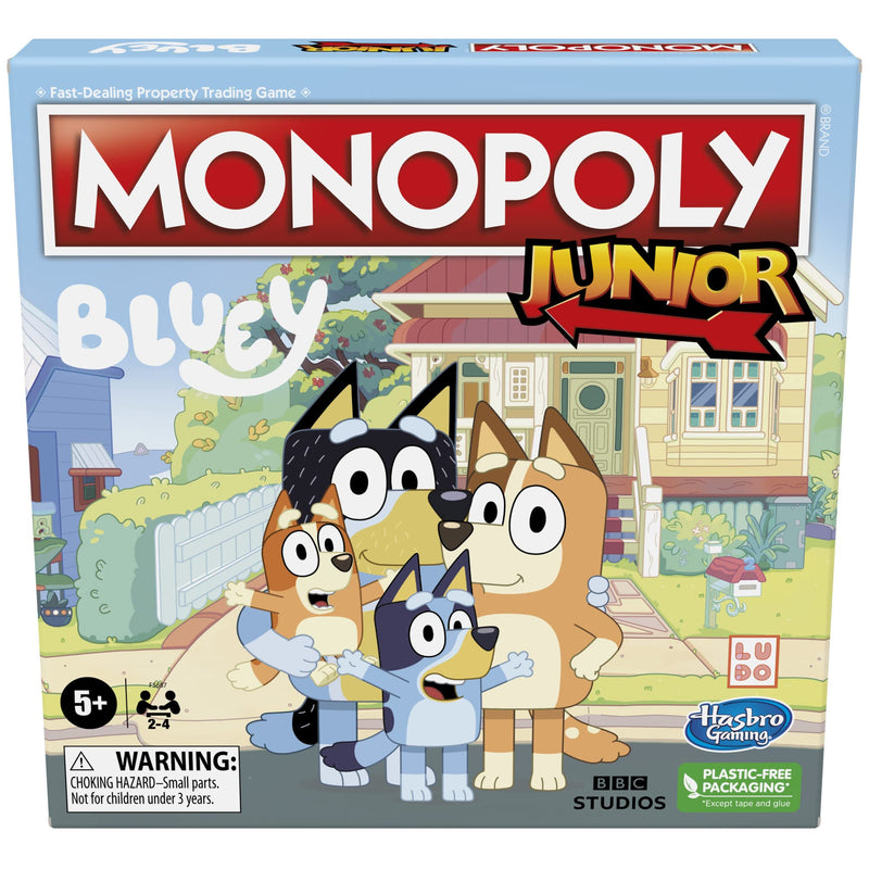 Monopoly Junior: Bluey Edition Board Game for Children Aged 5+, Play as Bluey, Bingo, Mum and Dad, Features Artwork from the Animated Series - English Version