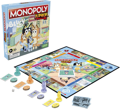 Monopoly Junior: Bluey Edition Board Game for Children Aged 5+, Play as Bluey, Bingo, Mum and Dad, Features Artwork from the Animated Series - English Version