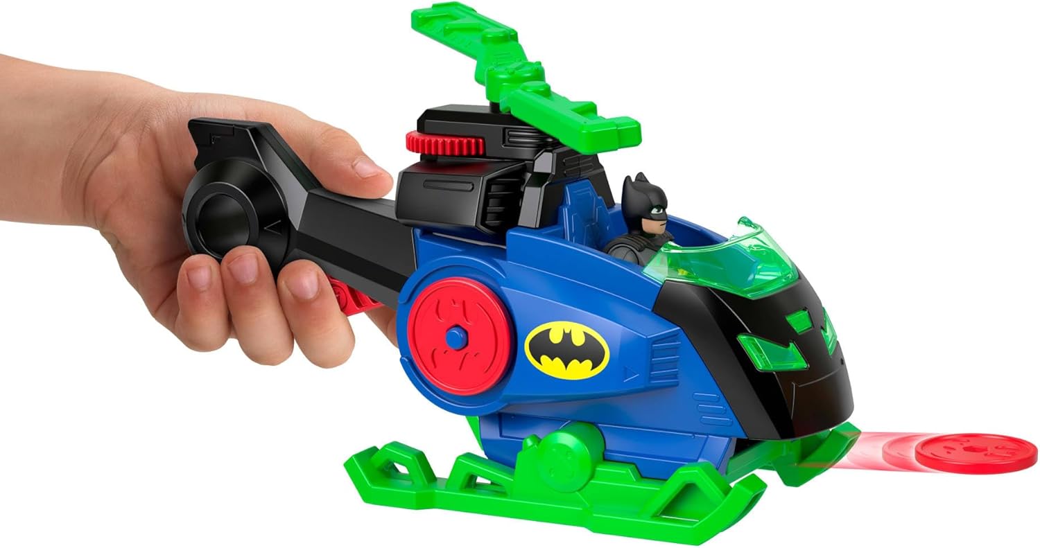 Fisher-Price Imaginext DC Super Friends with 3-inch Action Figures & Toy Vehicle, Batcopter Batman, Man-Bat (Styles May Vary), JML97