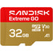 SANDISK Extreme GO microSDXC UHS-I Card 32GB 5K 4K UHD Video Read 100MB/s Write 60MB/s A2 U3 V30 High Speed for Android, Action Camera and Games