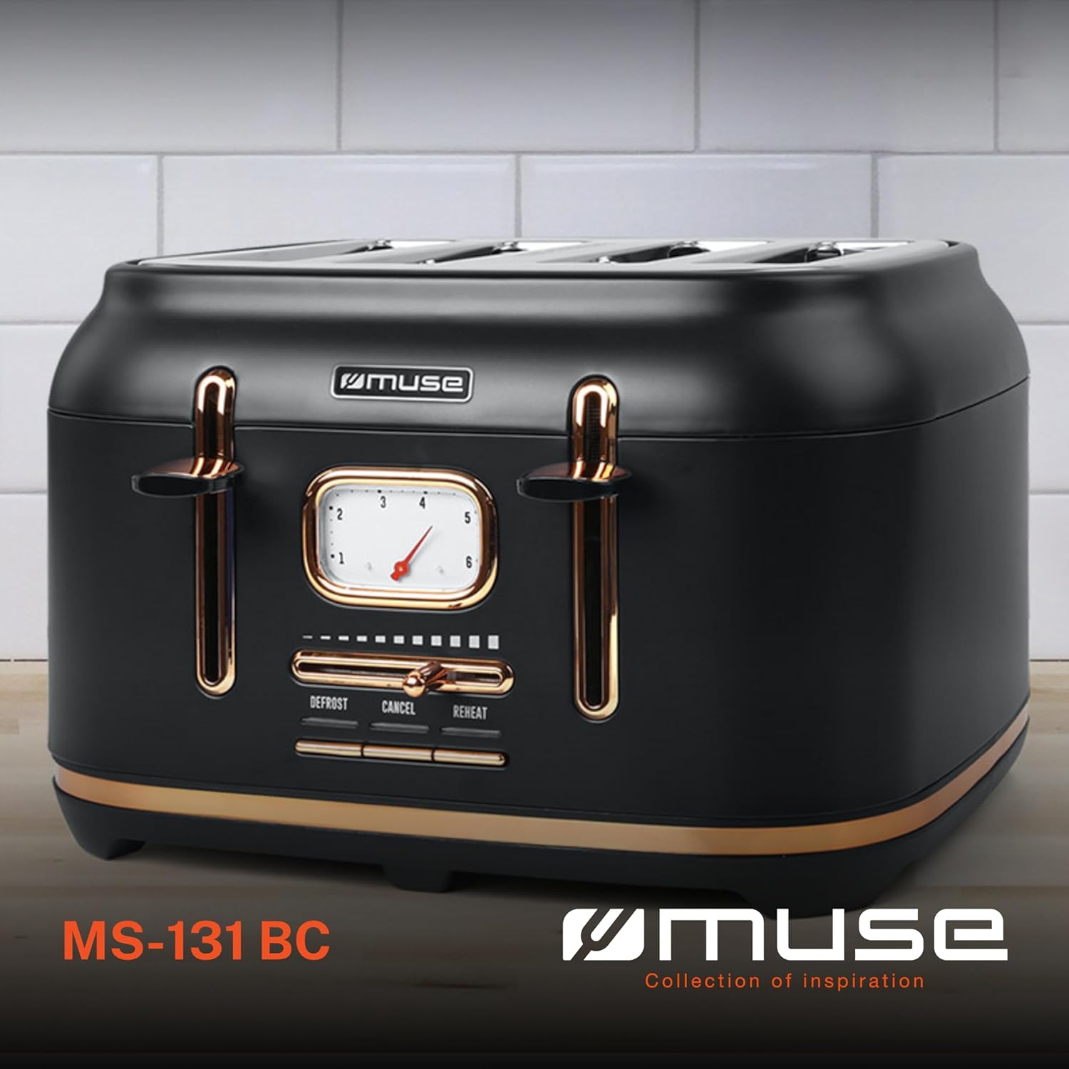 Muse: Toaster 4 Toasts 1 800 W Black/Brass