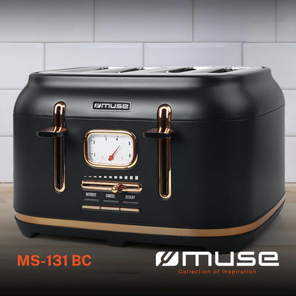 Muse: Toaster 4 Toasts 1 800 W Black/Brass