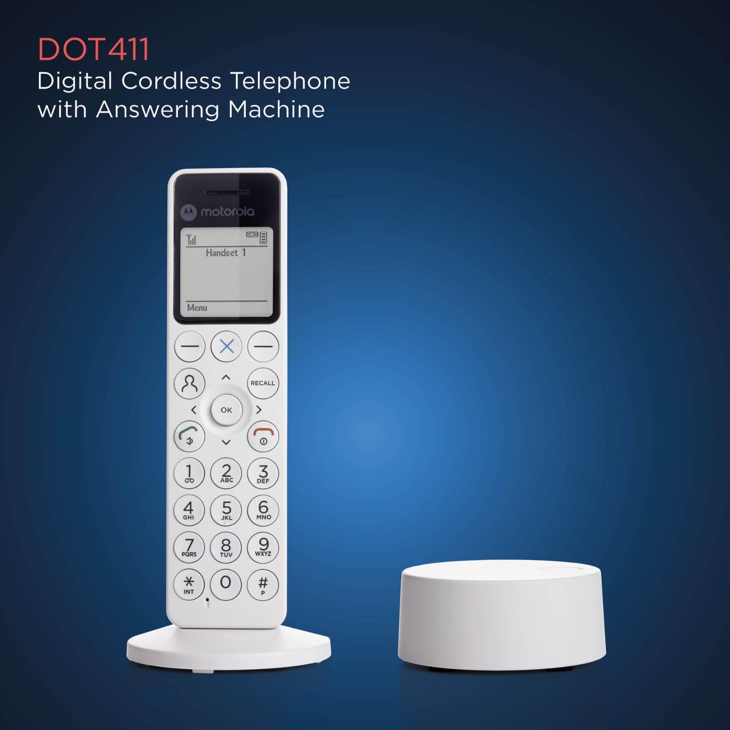 Motorola Voice DECT DOT4 - Telefono senza fili digitale con segreteria, blocco chiamate, vivavoce, display retroilluminato e agenda a 200 contatti