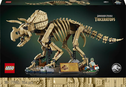 LEGO Jurassic World Dinosaurusfossielen: Triceratops – Display Bouwpakket voor Volwassenen met Dr. Gerry Harding Minifiguur – Woondecoratie – Cadeau voor Jurassic Park Fans – 77985