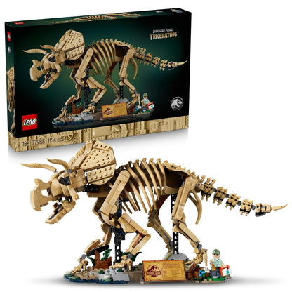 LEGO Jurassic World Dinosaurusfossielen: Triceratops – Display Bouwpakket voor Volwassenen met Dr. Gerry Harding Minifiguur – Woondecoratie – Cadeau voor Jurassic Park Fans – 77985