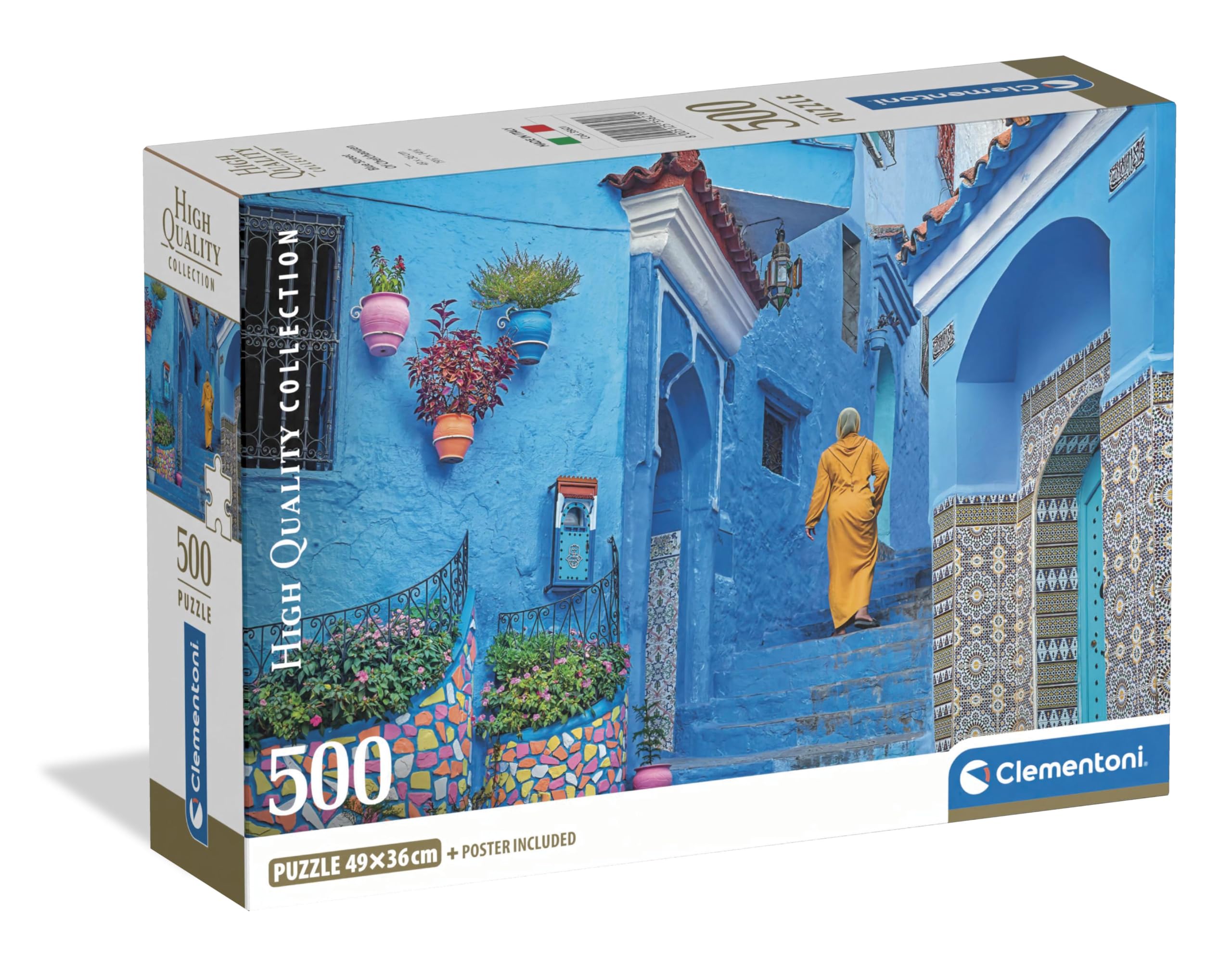 Clementoni Die blauen Straßen von Chefchaouin 500 Teile Erwachsene - Katzen Puzzle Erwachsene in 49 x 36 cm - Puzzle Erwachsene anspruchsvoll von Clementoni 35621