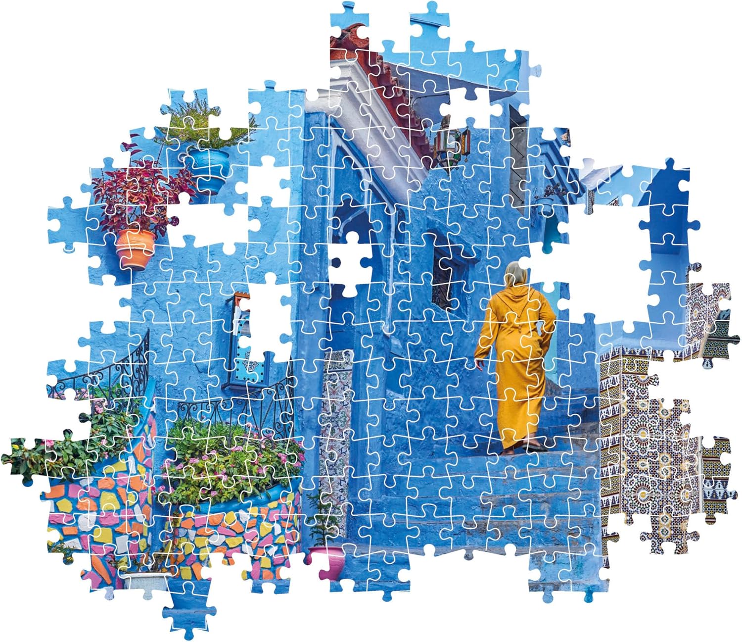 Clementoni Die blauen Straßen von Chefchaouin 500 Teile Erwachsene - Katzen Puzzle Erwachsene in 49 x 36 cm - Puzzle Erwachsene anspruchsvoll von Clementoni 35621