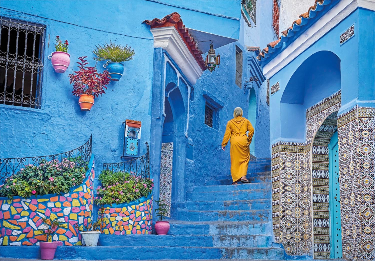 Clementoni Die blauen Straßen von Chefchaouin 500 Teile Erwachsene - Katzen Puzzle Erwachsene in 49 x 36 cm - Puzzle Erwachsene anspruchsvoll von Clementoni 35621