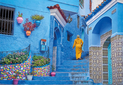Clementoni Die blauen Straßen von Chefchaouin 500 Teile Erwachsene - Katzen Puzzle Erwachsene in 49 x 36 cm - Puzzle Erwachsene anspruchsvoll von Clementoni 35621
