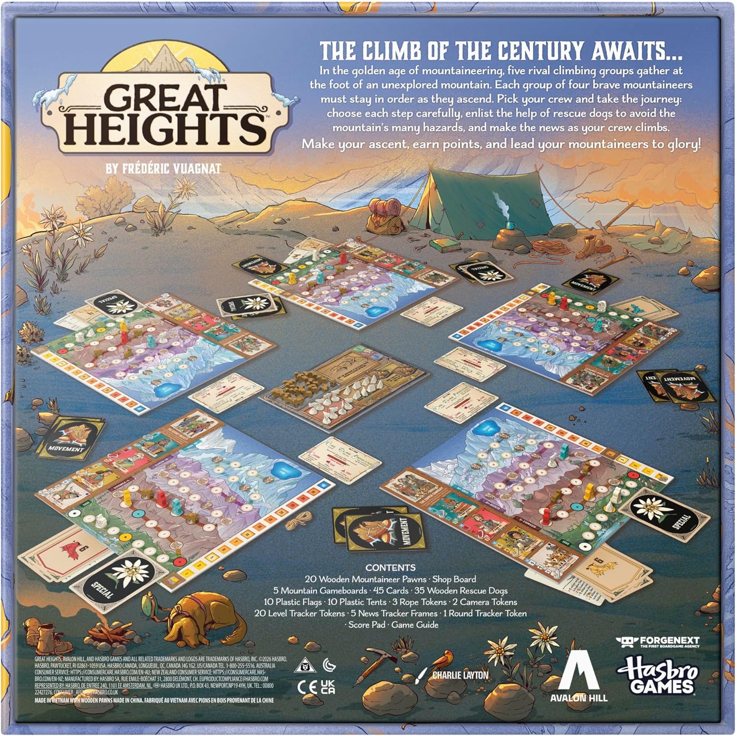 Hasbro Great Heights Board Game – Fun Strategy Game for Kids, Teens and Adults – Ages 10+ – 2-5 Players – 45 Mins – Easy to Learn Family Games - English Version