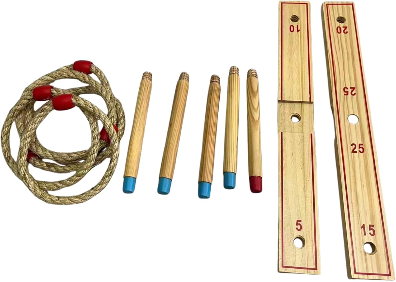 Wooden Ring Toss Game, FSC Pine Wood Garden Game Set with 5 Rings and Carry Bag, Outdoor Family Party Play