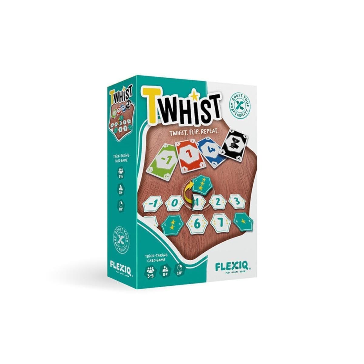 FlexiQ Twhist Tactical Stitch Game with Flip Cards | Card Game from 8 Years | 3-5 Players, Approx. 10 Minutes Playing Time | Family Game to Promote Planning, Risk & Flexibility