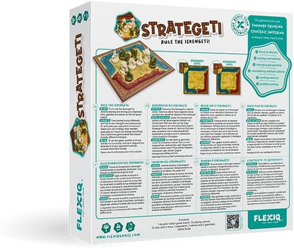 FlexiQ Strategeti Tactical Animal Board Game in Serengeti | Strategy Game from 7 Years | 2 Players, Approx. 10 Minutes Playing Time | Educational Game to Promote Planning & Adaptability