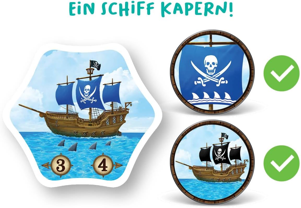 FlexiQ Arrr!-Mada Pirate Adventure Game with Barrels & Ships | Family Game from 6 Years | 2-5 Players, Approx. 15 Minutes Playing Time | Tactical Memory & Collecting Game