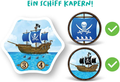FlexiQ Arrr!-Mada Pirate Adventure Game with Barrels & Ships | Family Game from 6 Years | 2-5 Players, Approx. 15 Minutes Playing Time | Tactical Memory & Collecting Game