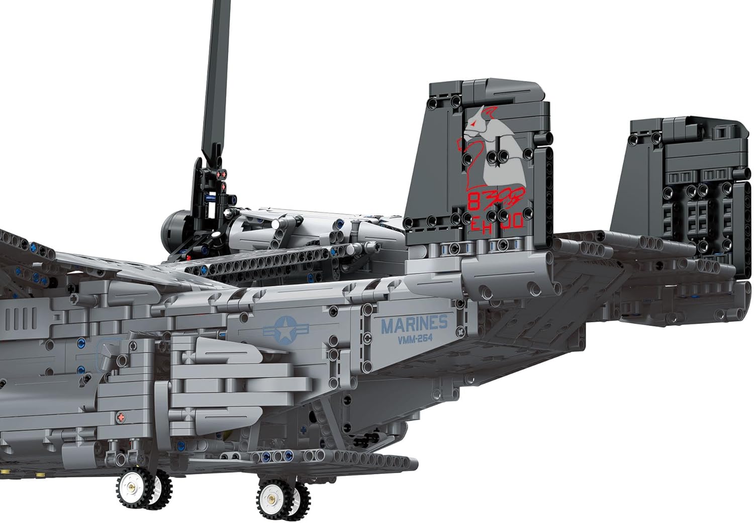 Revell Brick System 00961 Bell Boeing V-22 Osprey - Brick Model Kit - 1:25 Scale Unbuilt, 85.3cm in width, 3,730 Pieces, Includes Display Stand and Stickers For Decoration