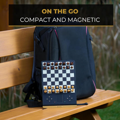 MILLENNIUM ChessGenius Pro Wood Edition chess computer - Elegant wooden look with real wooden pieces, user-friendly operation, mobile and versatile, ideal for hobby players with AI learning functions