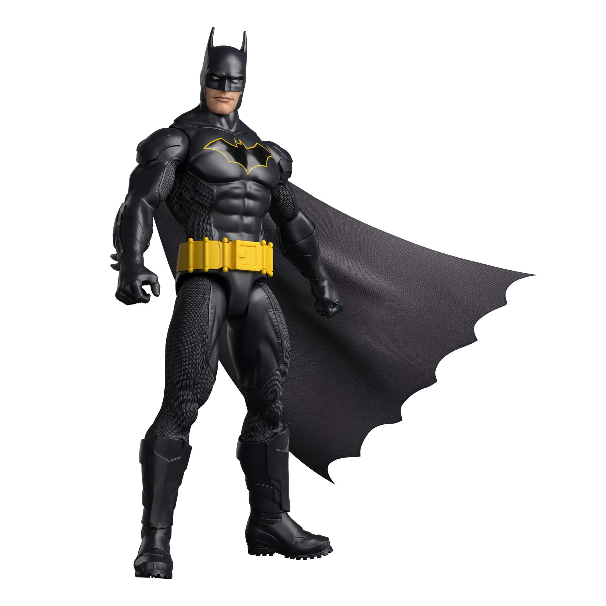Mattel DC 12-Inch Batman Action Figure, Black Batsuit with Yellow Belt & Fabric Cape, Detailed Design & 7 Points of Articulation, JMD68