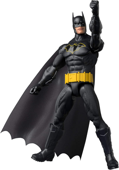 Mattel DC 12-Inch Batman Action Figure, Black Batsuit with Yellow Belt & Fabric Cape, Detailed Design & 7 Points of Articulation, JMD68