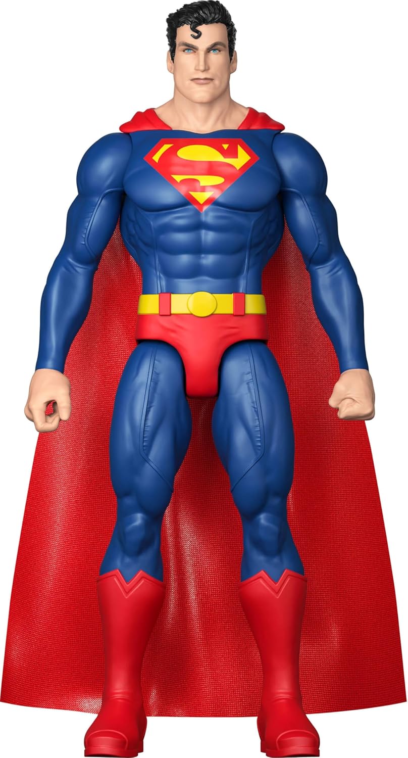 Mattel DC 12-Inch Superman Action Figure, Classic Red & Blue Super Suit with Fabric Cape, Detailed Design & 7 Points of Articulation, JMD69