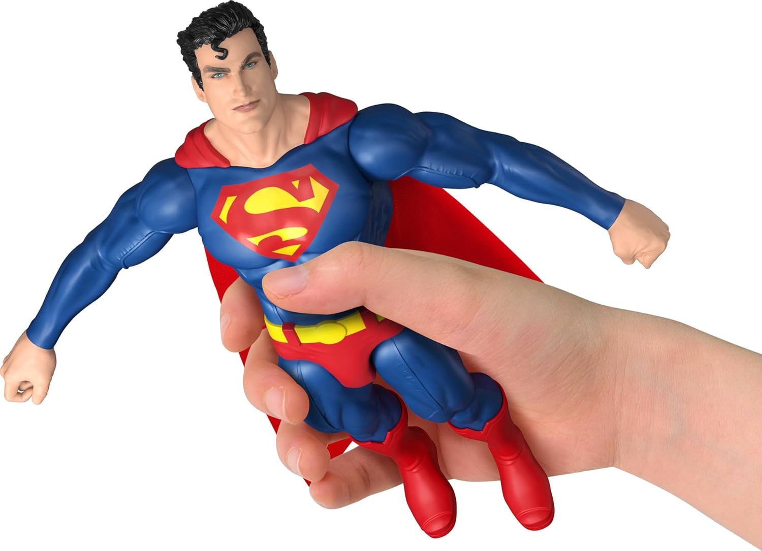 Mattel DC 12-Inch Superman Action Figure, Classic Red & Blue Super Suit with Fabric Cape, Detailed Design & 7 Points of Articulation, JMD69