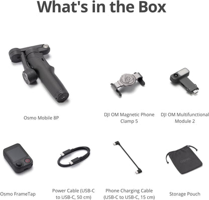 Osmo Mobile 8P Gimbal Stabilizer for iPhone & Android, Tracking Module, Remote Controller, Native Tracking, Built-in Extension Rod & Tripod, 10h Battery, 3-Axis Stabilization, Phone Gimbal