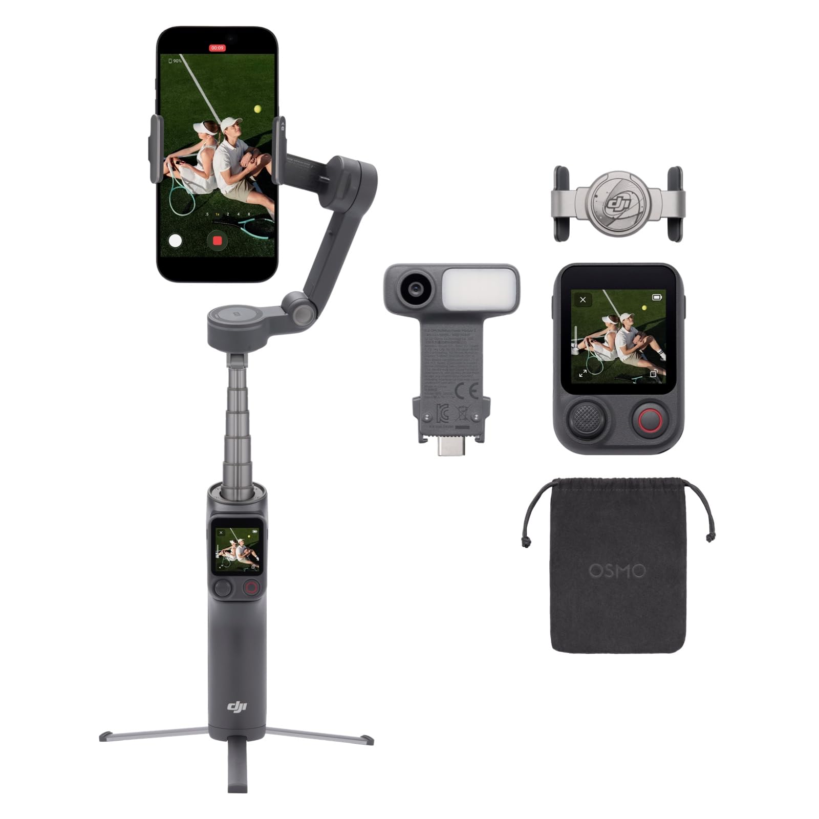Osmo Mobile 8P Gimbal Stabilizer for iPhone & Android, Tracking Module, Remote Controller, Native Tracking, Built-in Extension Rod & Tripod, 10h Battery, 3-Axis Stabilization, Phone Gimbal