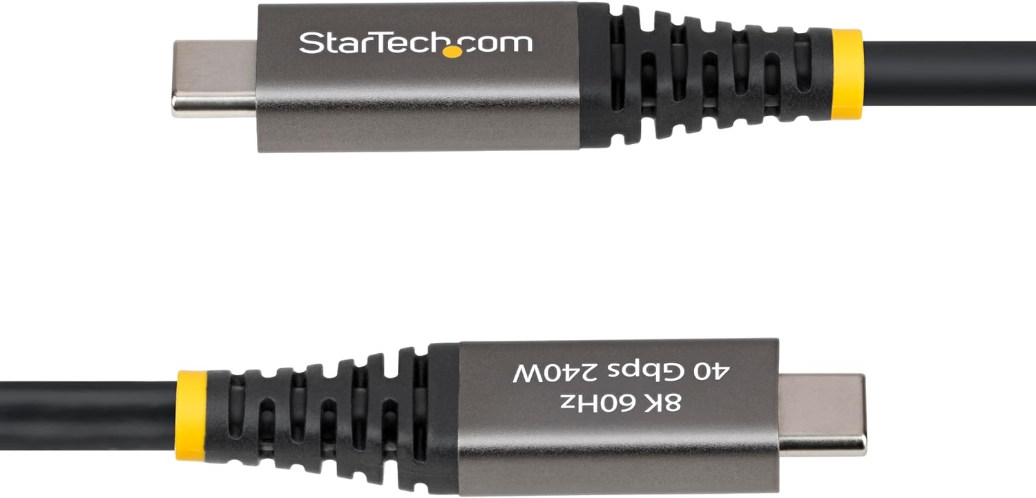 StarTech.com 2m (6ft) Active USB4 Cable, 40Gbps, 240W, 8K 60Hz/4K 240Hz DP2.1, Thunderbolt 4 Compatible USB-C Cable, Black