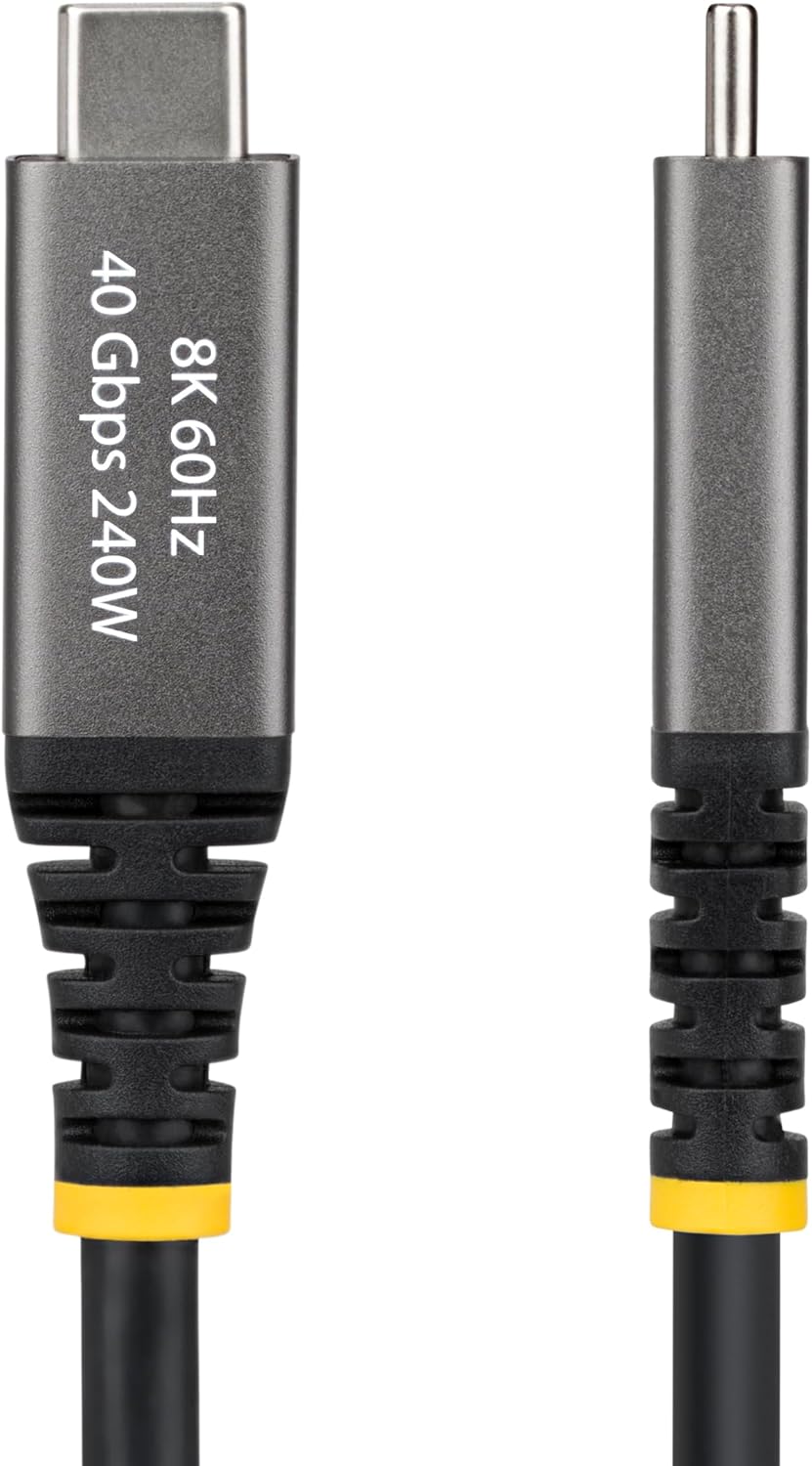 StarTech.com 2m (6ft) Active USB4 Cable, 40Gbps, 240W, 8K 60Hz/4K 240Hz DP2.1, Thunderbolt 4 Compatible USB-C Cable, Black