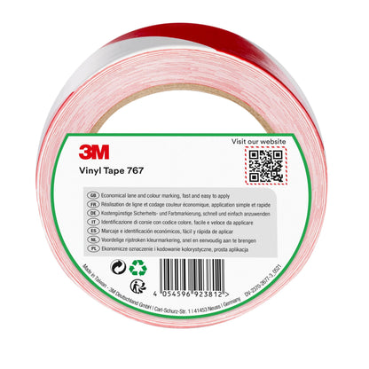 3M Nastro di segnalazione 767I rosso/bianco, 50 mm x 33 m