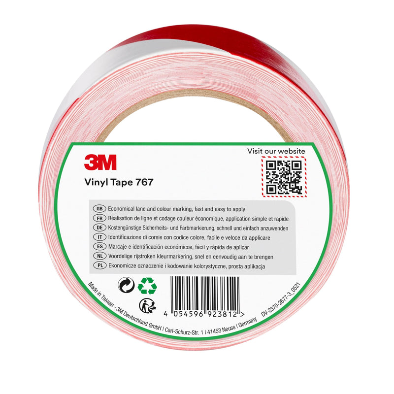 3M Nastro di segnalazione 767I rosso/bianco, 50 mm x 33 m