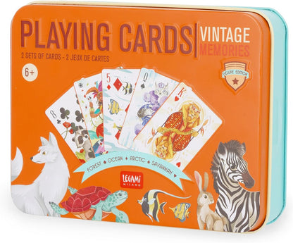 Legami - Waterproof Playing Cards, 2 Decks of 54 Cards, Storage Tin Box, PVC, 6 x 9 cm