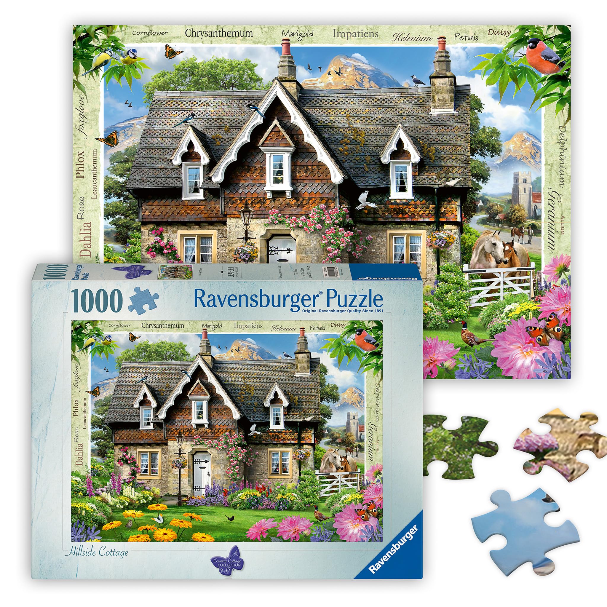 Ravensburger Country Cottage Collection No.15 Hillside Cottage 1000 Piece Jigsaw Puzzles for Adults and Kids Age 12 Years Up