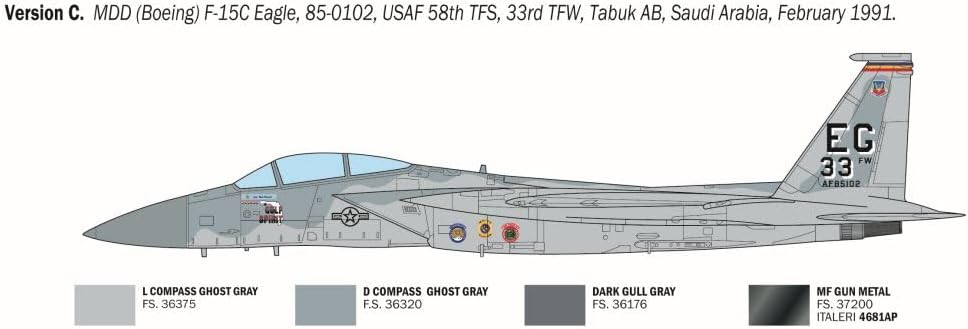 Italeri 92763 F-15C Eagle, scala 1:48, Plastic Model Kit/Modello in plastica da montare