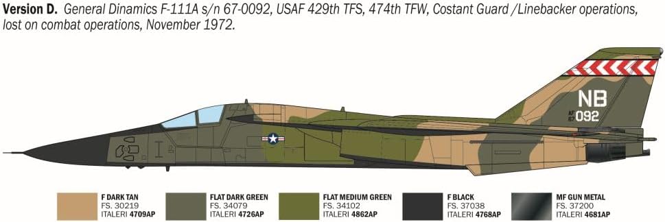 Italeri 91232 F-111A Aardvark, scala 1:72, Plastic Model Kit/Modello in plastica da montare