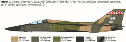 Italeri 91232 F-111A Aardvark, scala 1:72, Plastic Model Kit/Modello in plastica da montare