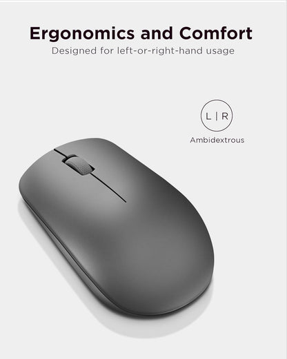Lenovo 530 Mouse wireless - Sensore ottico 1200 dpi, design ambidestro, 2,4 GHz, 3 tasti, batteria fino a 12 mesi - Colore grafite