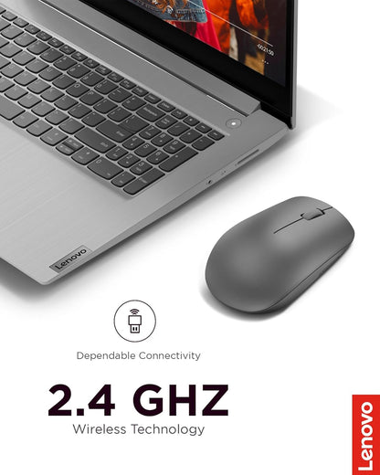 Lenovo 530 Mouse wireless - Sensore ottico 1200 dpi, design ambidestro, 2,4 GHz, 3 tasti, batteria fino a 12 mesi - Colore grafite