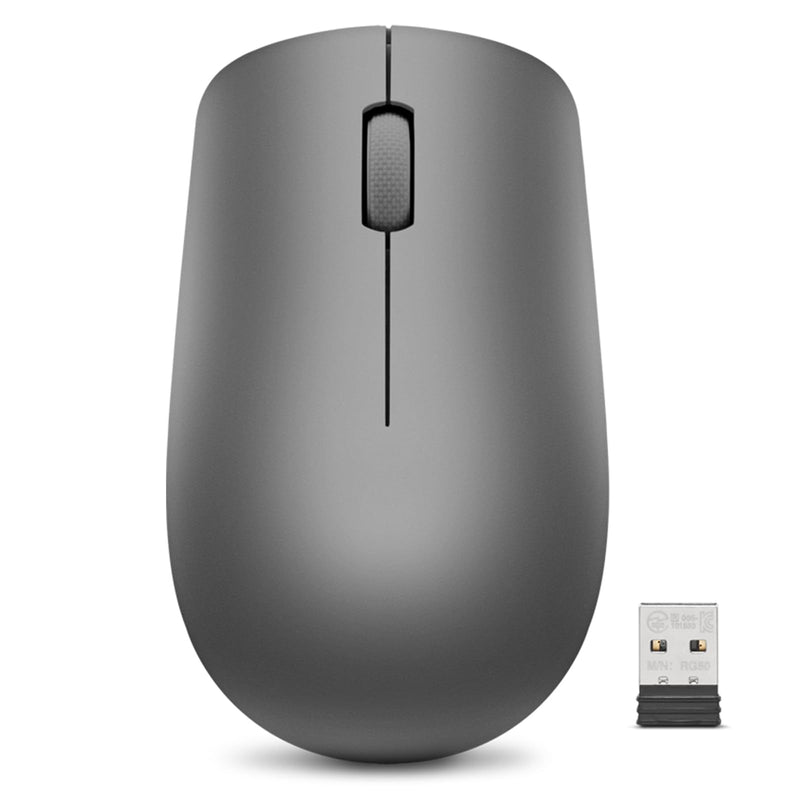 Lenovo 530 Mouse wireless - Sensore ottico 1200 dpi, design ambidestro, 2,4 GHz, 3 tasti, batteria fino a 12 mesi - Colore grafite
