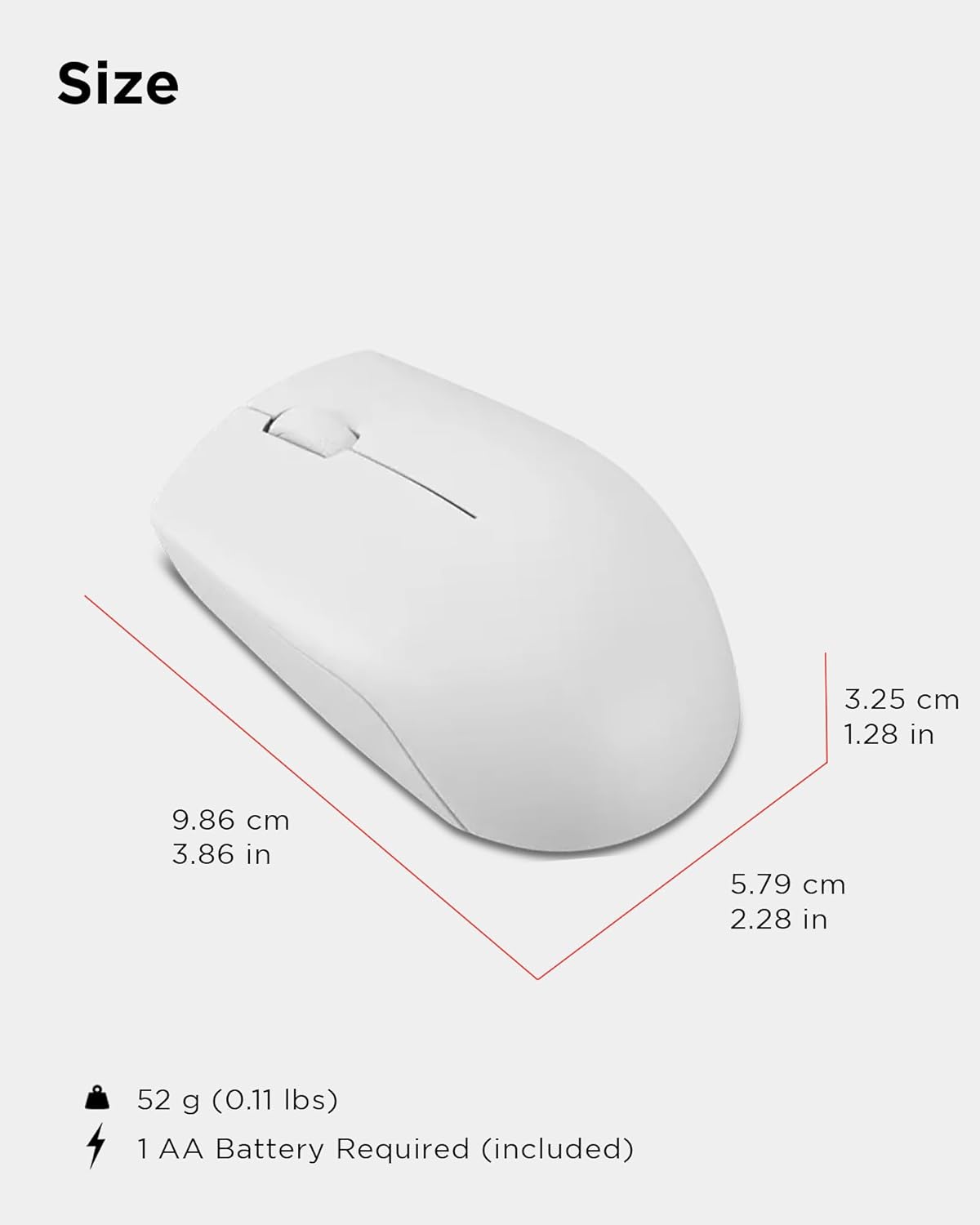 Lenovo 300 Mouse Wireless Compatto, Sensore Ottico 1000 DPI, 2,4 GHz, Ambidestro, Portatile per Laptop e PC, Cloud Grey