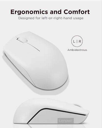 Lenovo 300 Mouse Wireless Compatto, Sensore Ottico 1000 DPI, 2,4 GHz, Ambidestro, Portatile per Laptop e PC, Cloud Grey