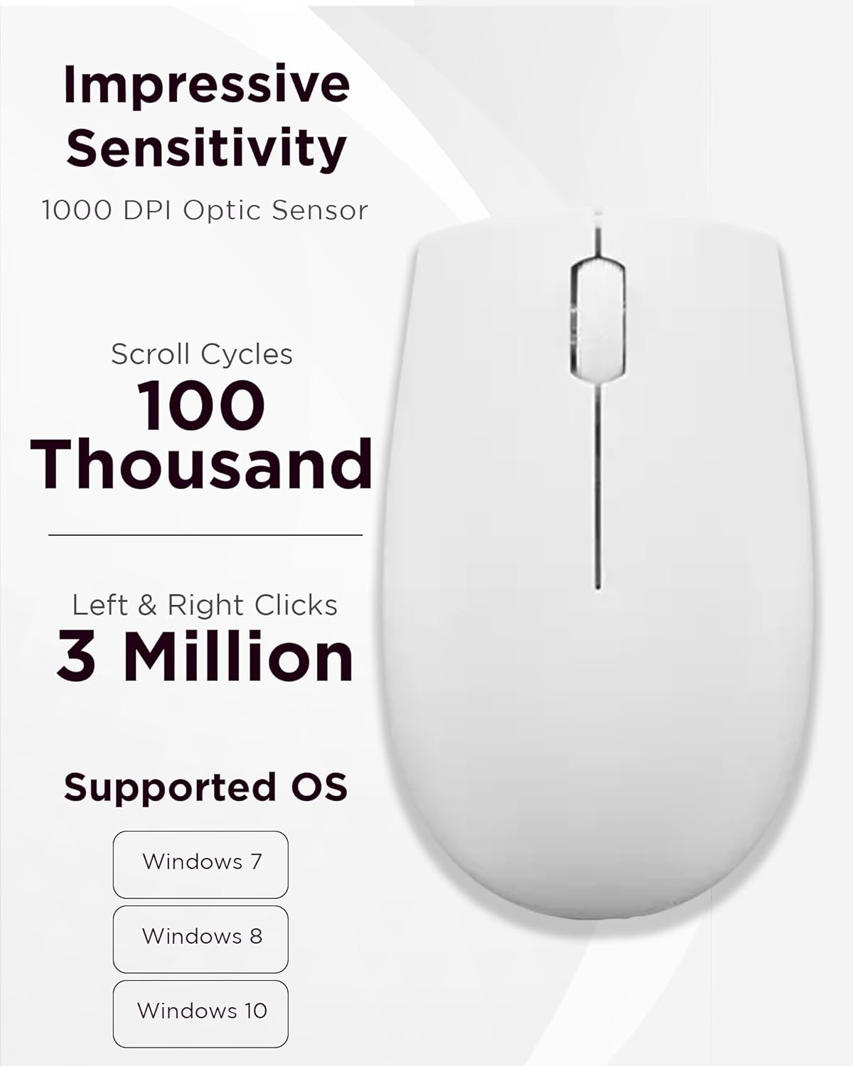 Lenovo 300 Mouse Wireless Compatto, Sensore Ottico 1000 DPI, 2,4 GHz, Ambidestro, Portatile per Laptop e PC, Cloud Grey
