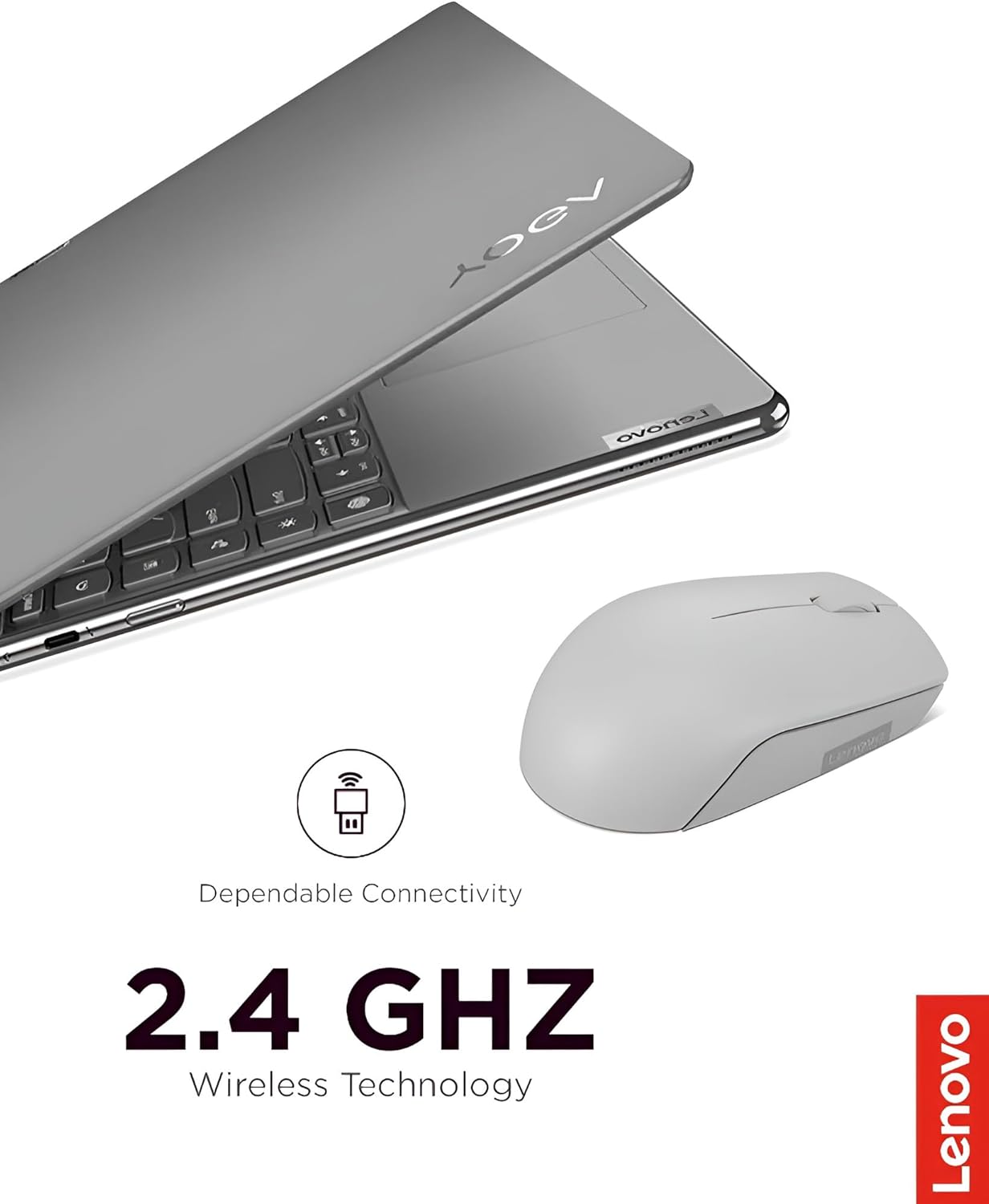 Lenovo 300 Mouse Wireless Compatto, Sensore Ottico 1000 DPI, 2,4 GHz, Ambidestro, Portatile per Laptop e PC, Arctic Grey